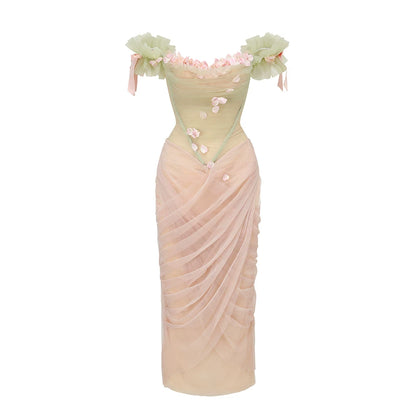 French Gentle Corset Strapless Gown Dress