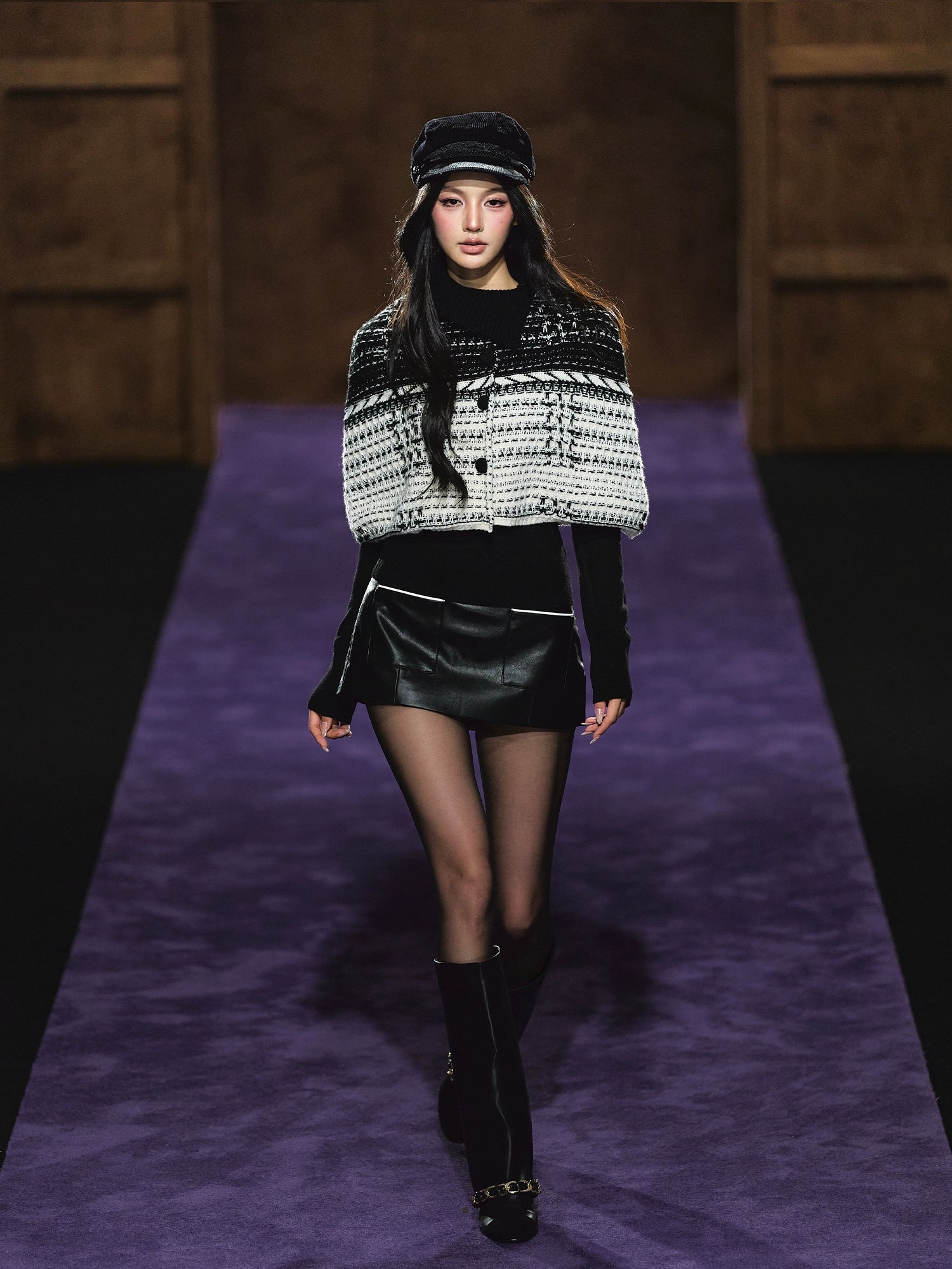 Tweed-Inspired Knit Cape &amp; Crewneck Set