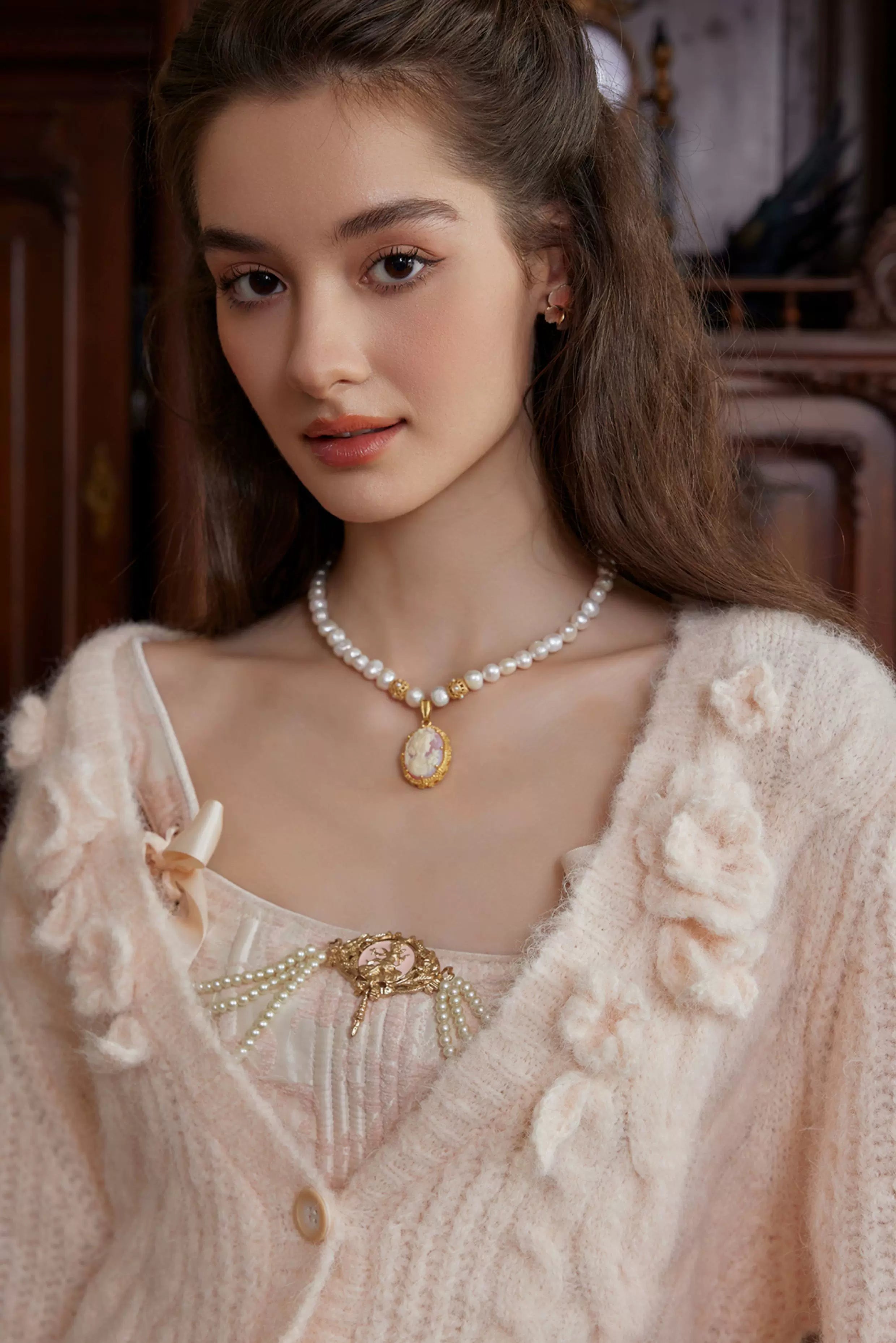 Hand-Crocheted Wool Knit Cardigan