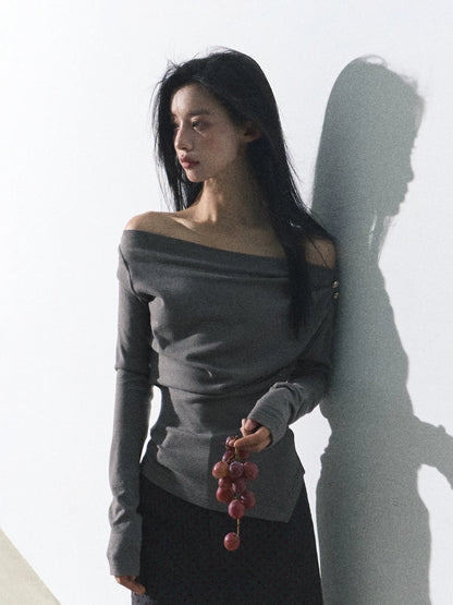 One-Shoulder Waist-Defining Knit Base Layer