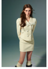 Naval Collar Wool Jacket & Skirt Set - CHINASQUAD