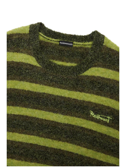 Contrast Stripe Embroidered Knit Sweater