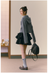 Gray Twist Knitted Zip-up Hoodie - CHINASQUAD