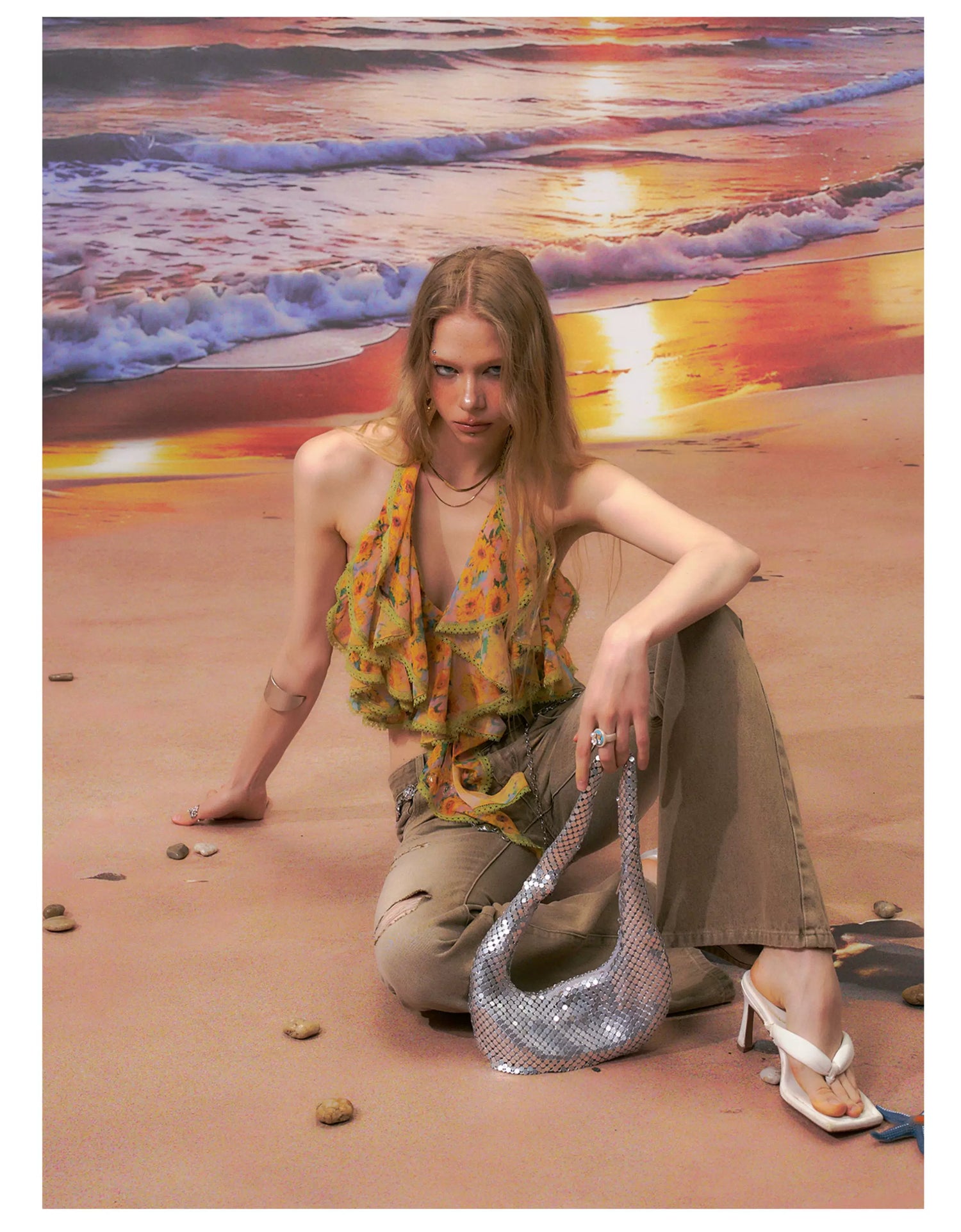 Floral Halter Backless Camisole