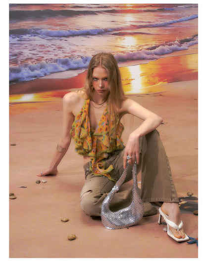 Floral Halter Backless Camisole