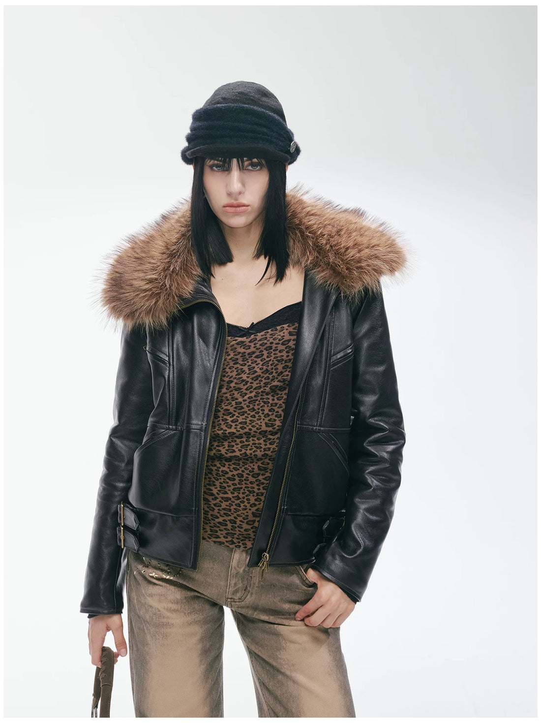 2TH DESIRE Heavy Punk Windproof Quilted Leather Jacket – view 7
