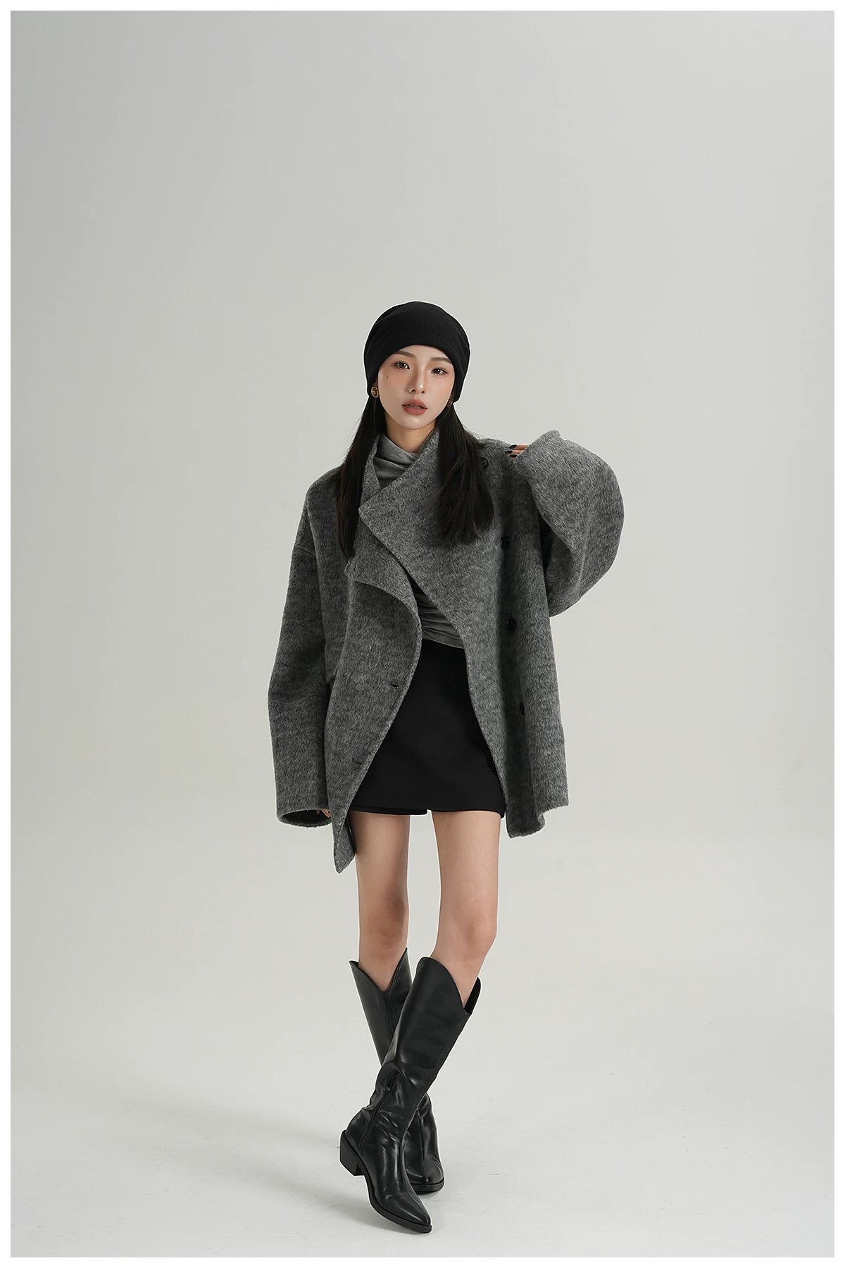 Double-Faced Wool Cape Jacket
