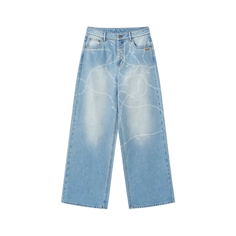 Beverly Washed Wide-Leg Denim Trousers