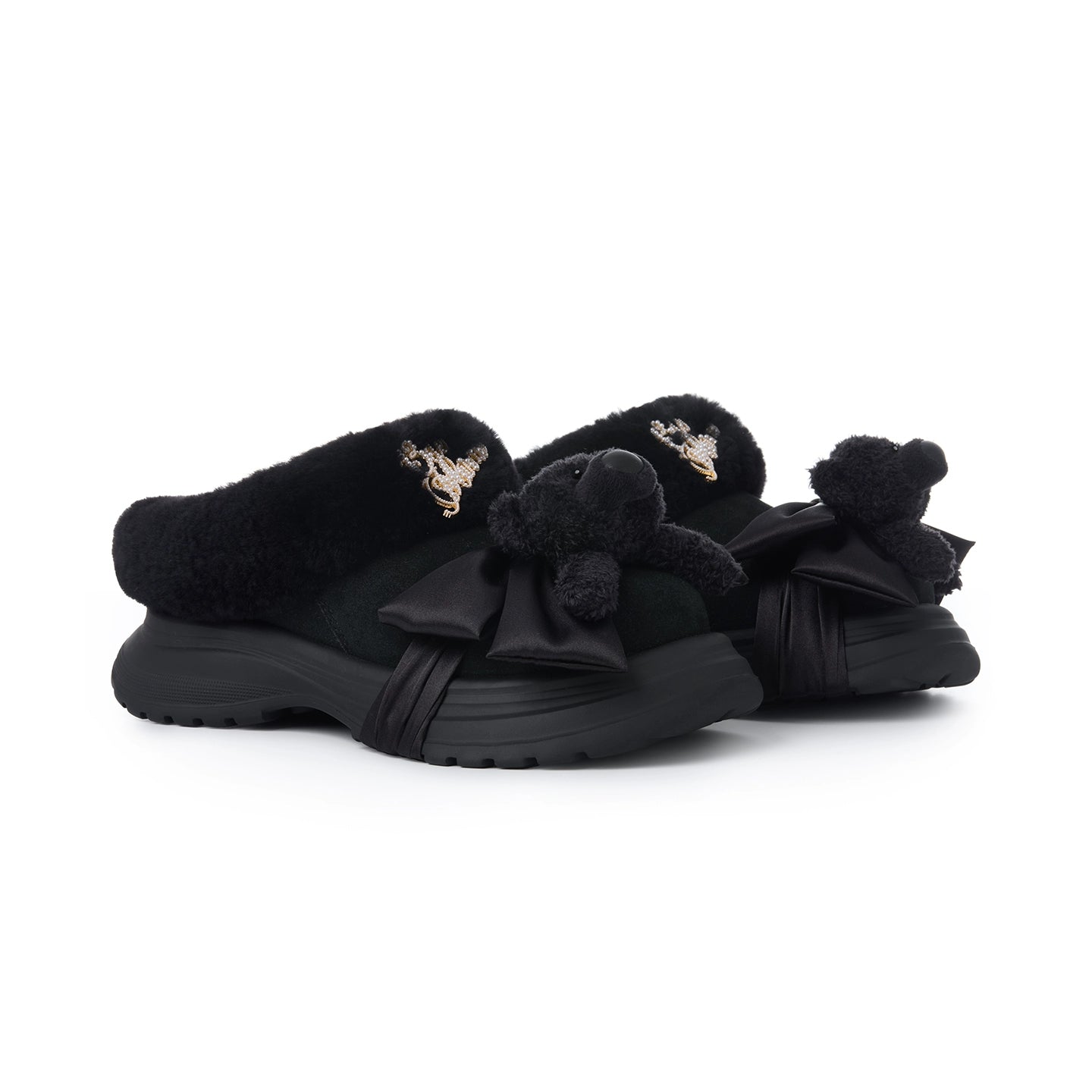 Teddy Plush Platform Winter Mule Slippers