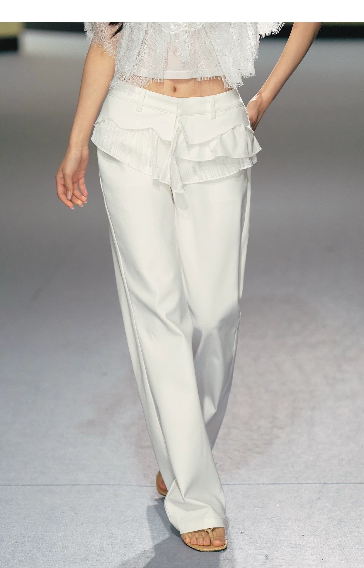 Ballet Lace-Trim Deconstructed Flare Pants