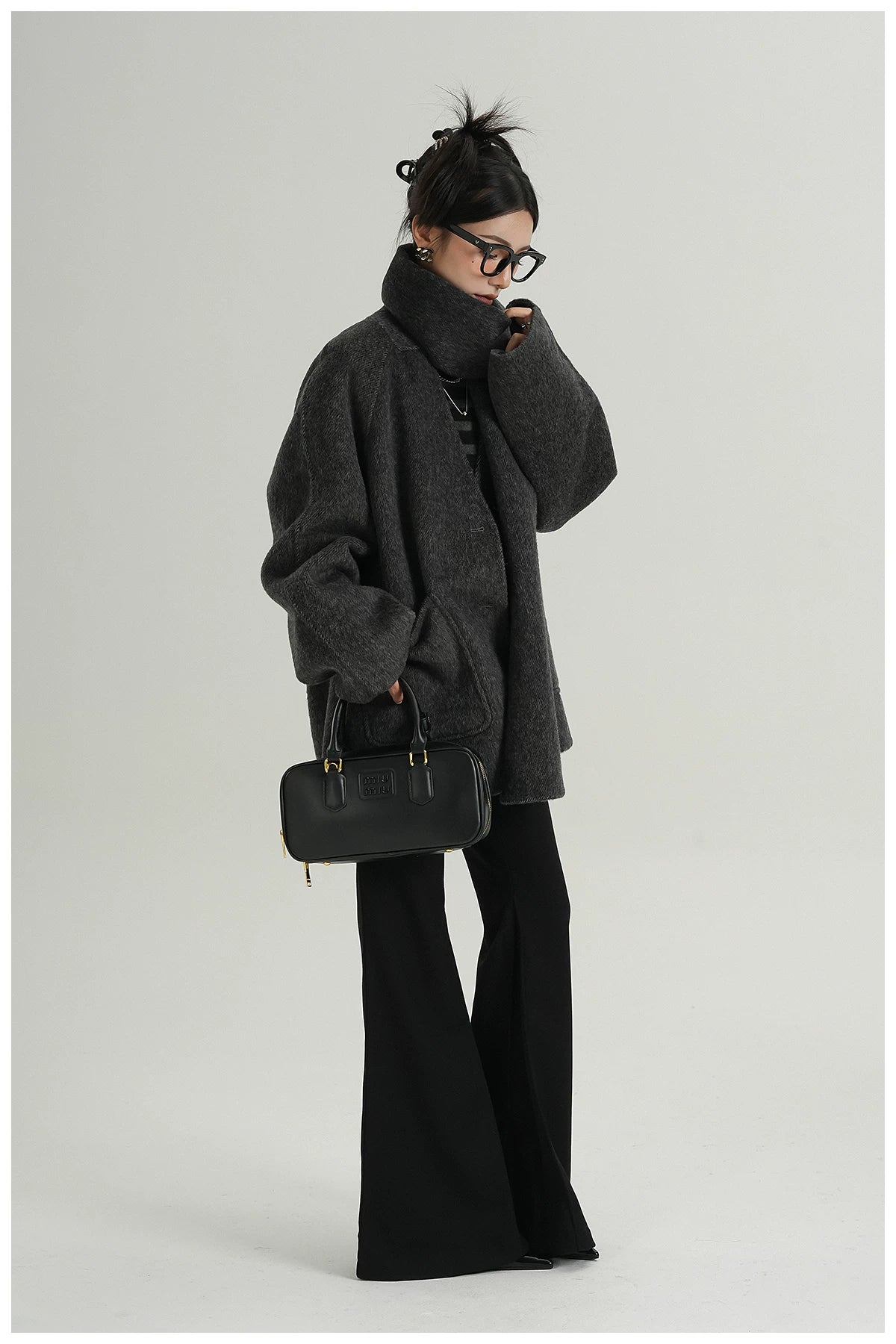 Scarf-Detail Cropped Wool Jacket