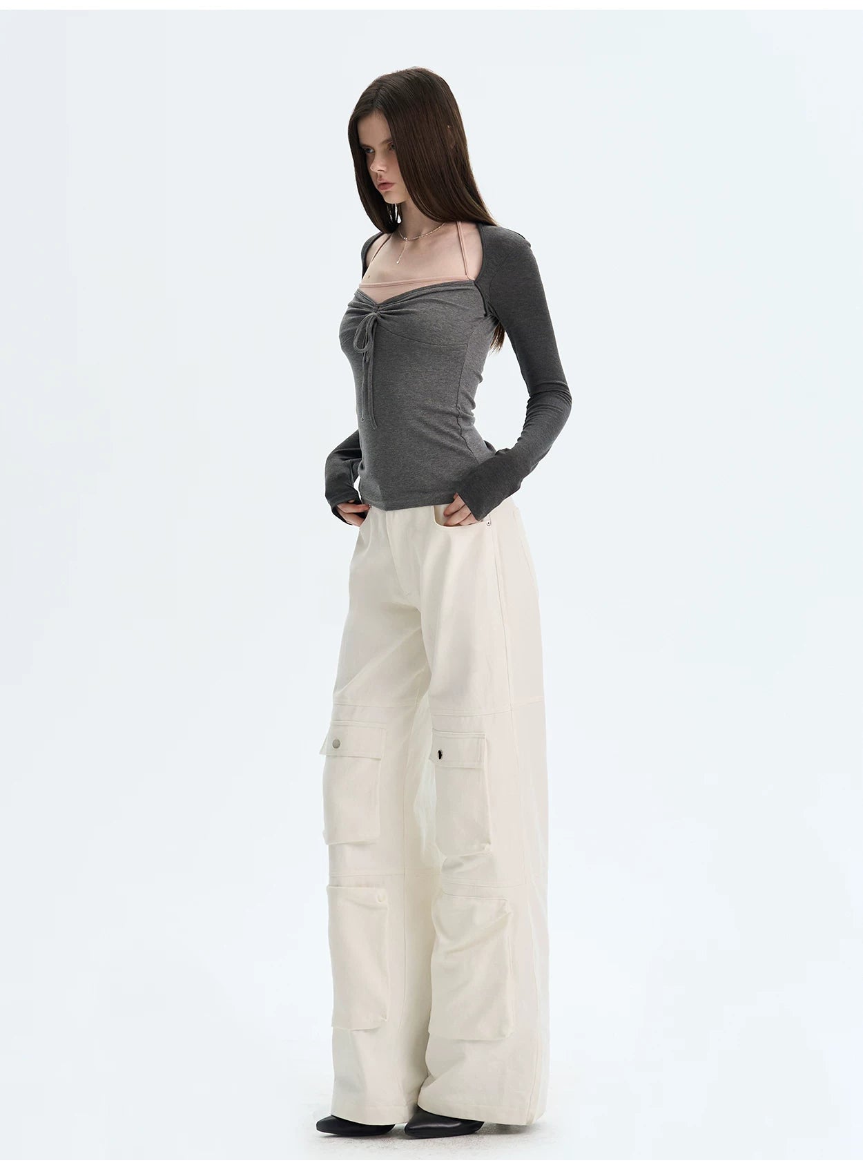 Layered Halter-Effect Long-Sleeve T-Shirt