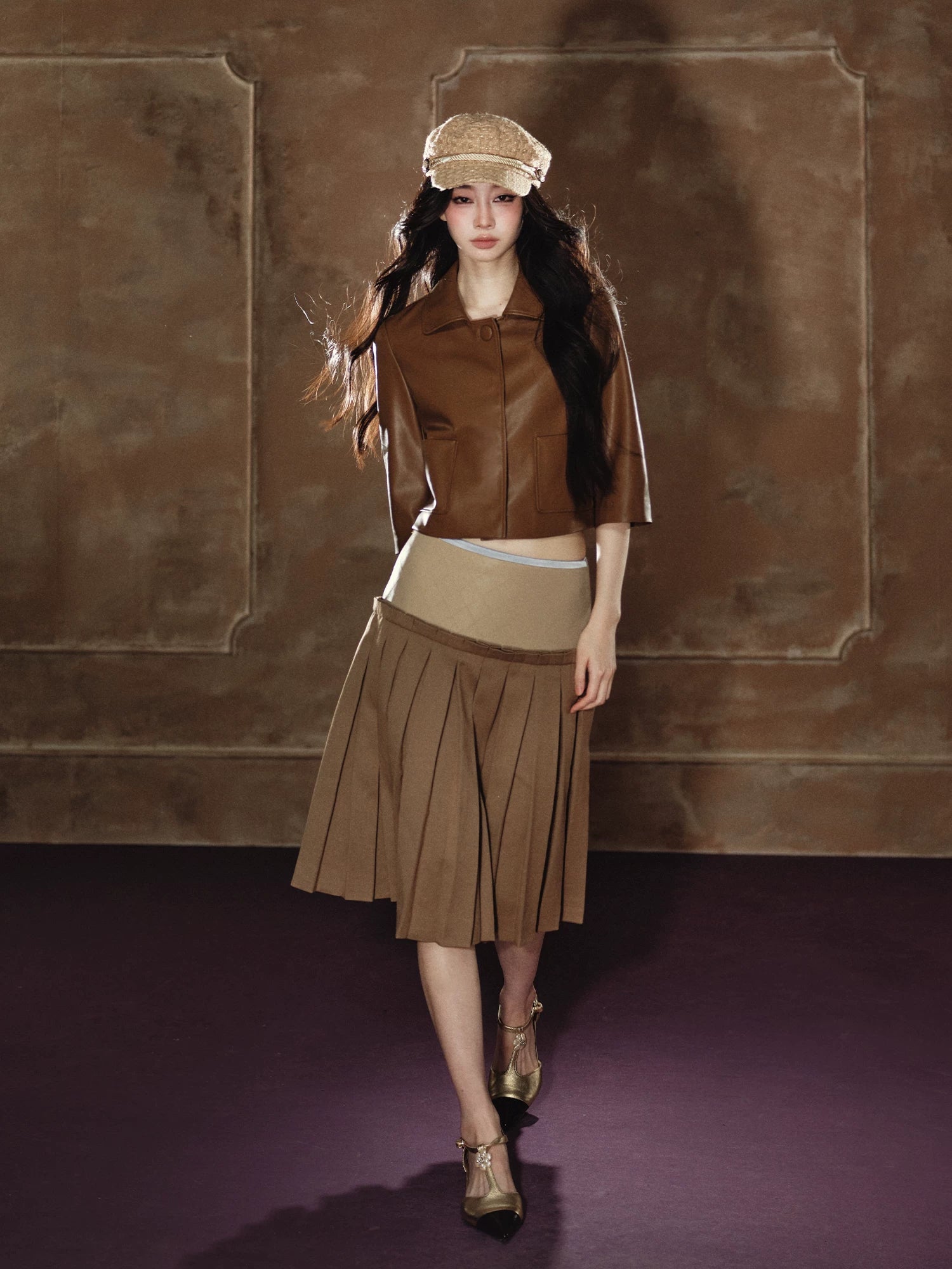 Cropped PU Leather Jacket