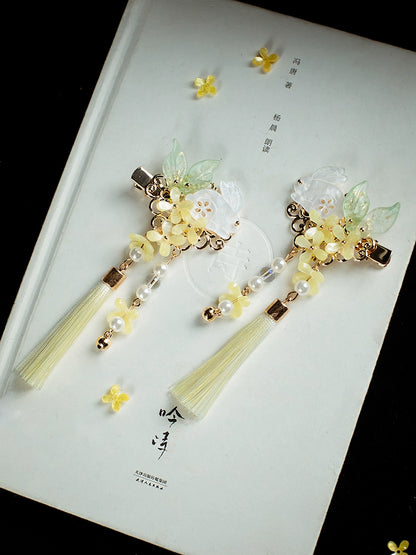 Jade Rabbit Tassels Hanfu Pearl Hair Clip