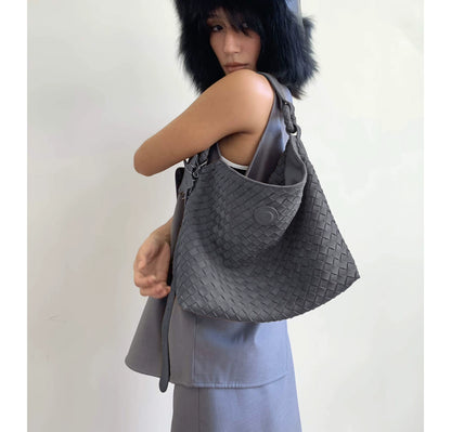 Oversized Woven Suede Tote Shoulder Bag ECODAY