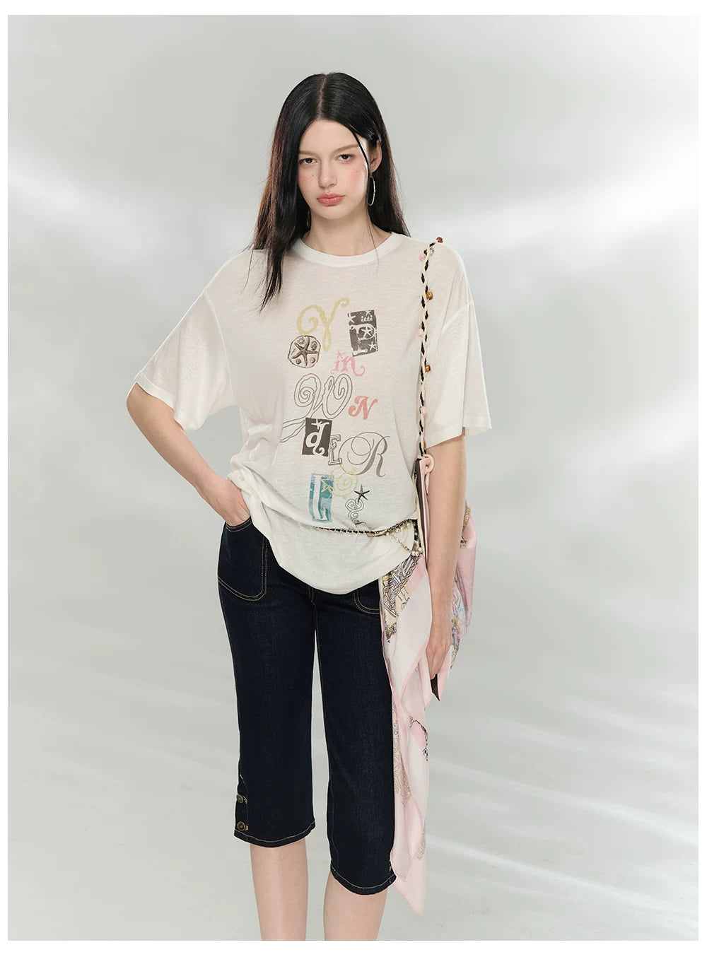 Oversized Printed Linen-Blend T-Shirt