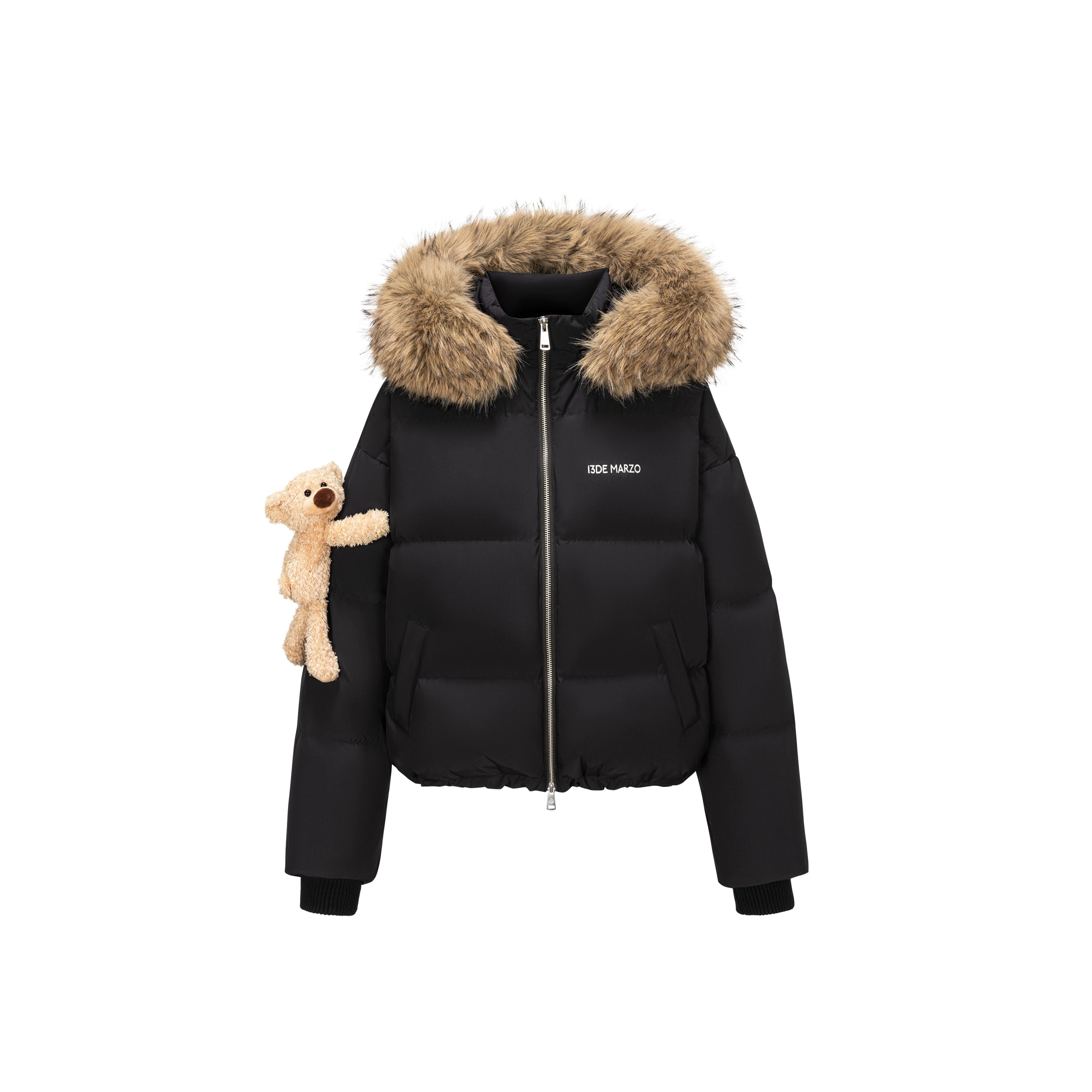 Detachable Fur Collar Hooded Down Jacket