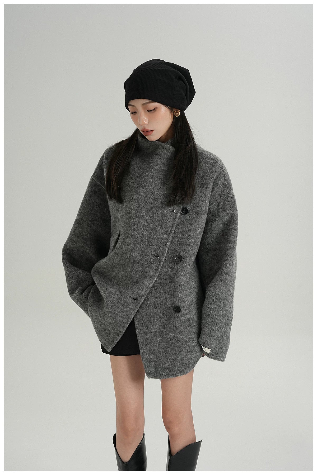 Double-Faced Wool Cape Jacket