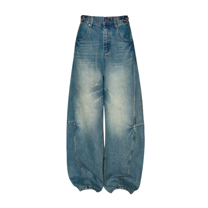 Panel-Seam Wide-Leg Denim Pants