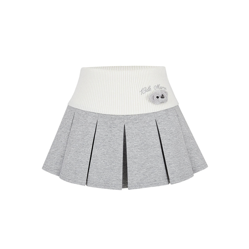 Knit Foldover Pleated Mini Skirt