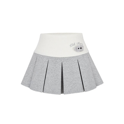 Knit Foldover Pleated Mini Skirt
