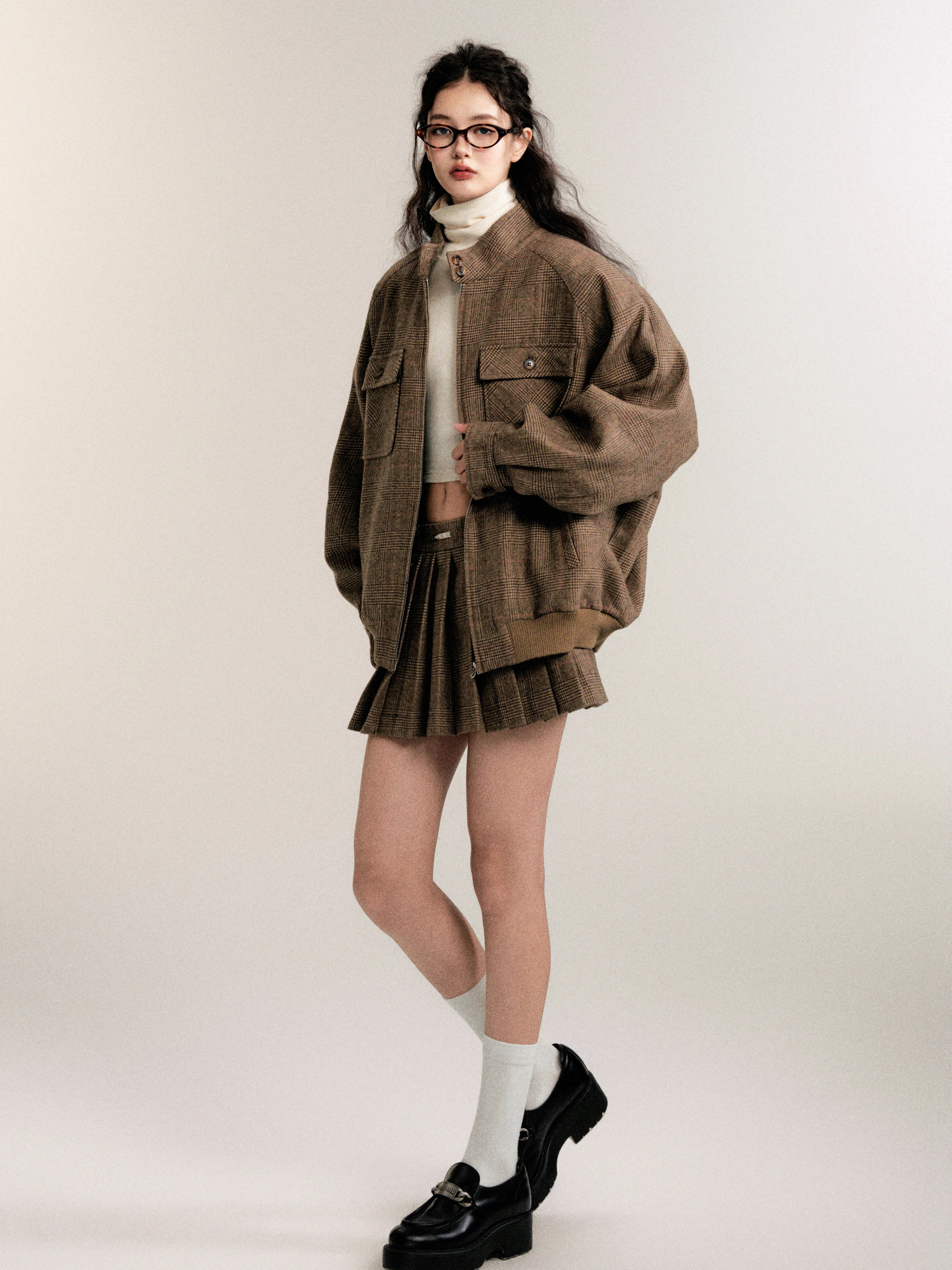 Vintage Collegiate Wool Jacket &amp; Mini Skirt Set