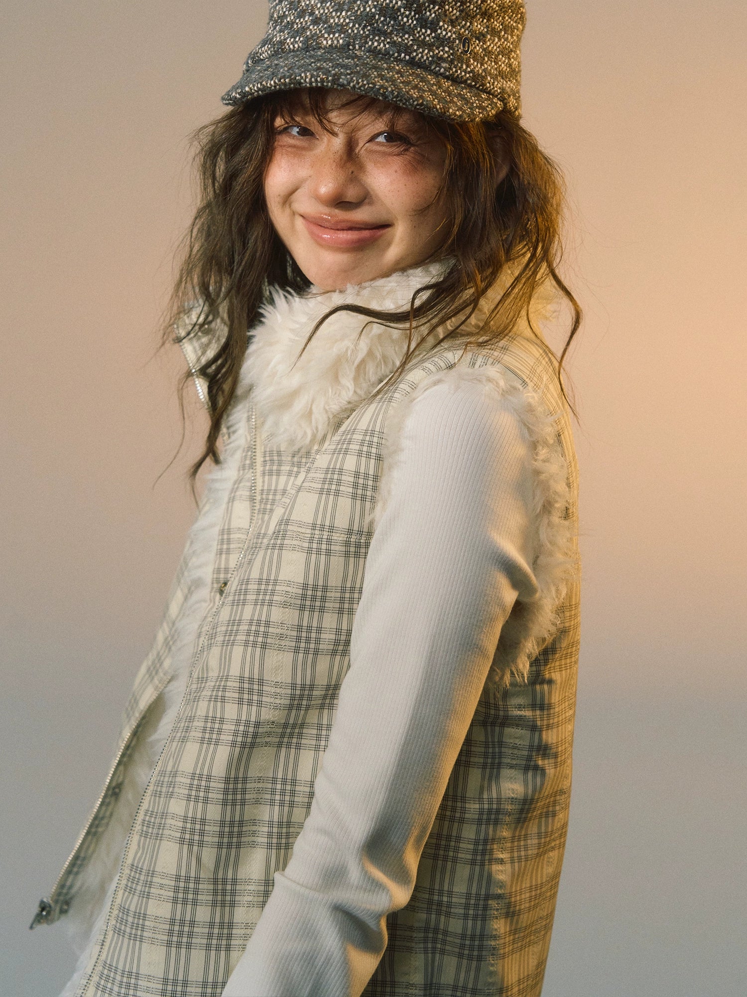 Plaid Patchwork Sherpa Reversible Vest