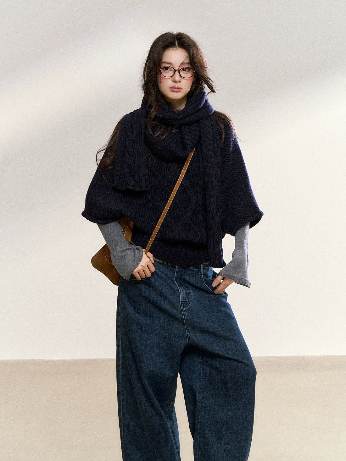 Two-Tone Layered Knit Sweater