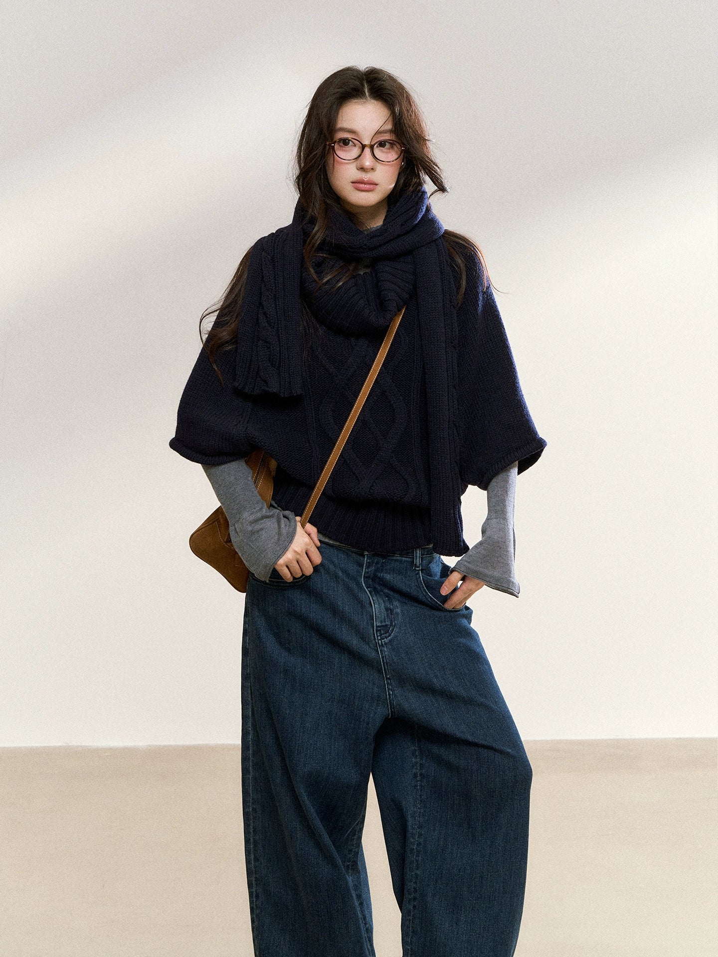 Two-Tone Layered Knit Sweater
