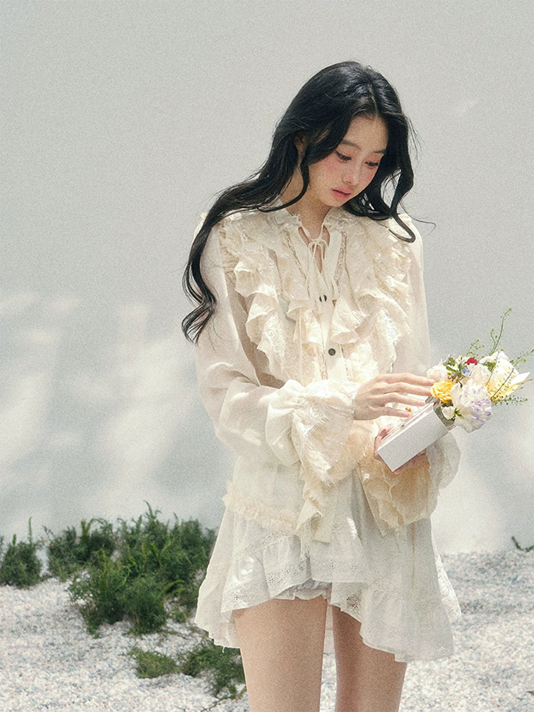 Vintage Lace Ruffle Shirt