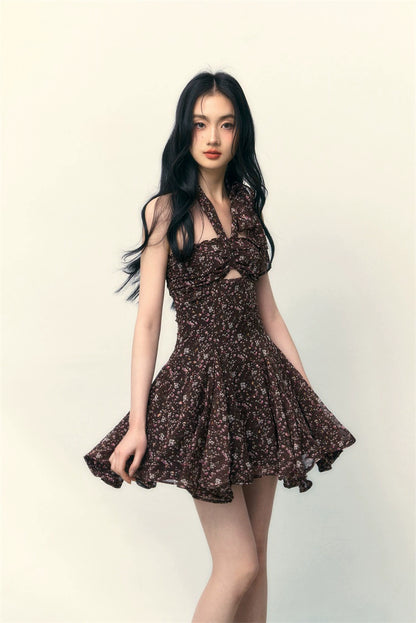 Dark Brown Floral Dress