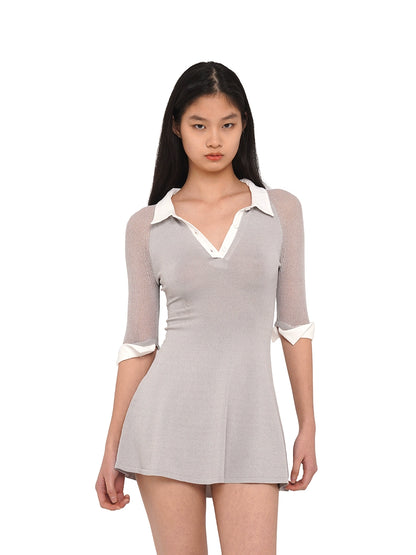 Two-Piece Style Knit Mini  Dress