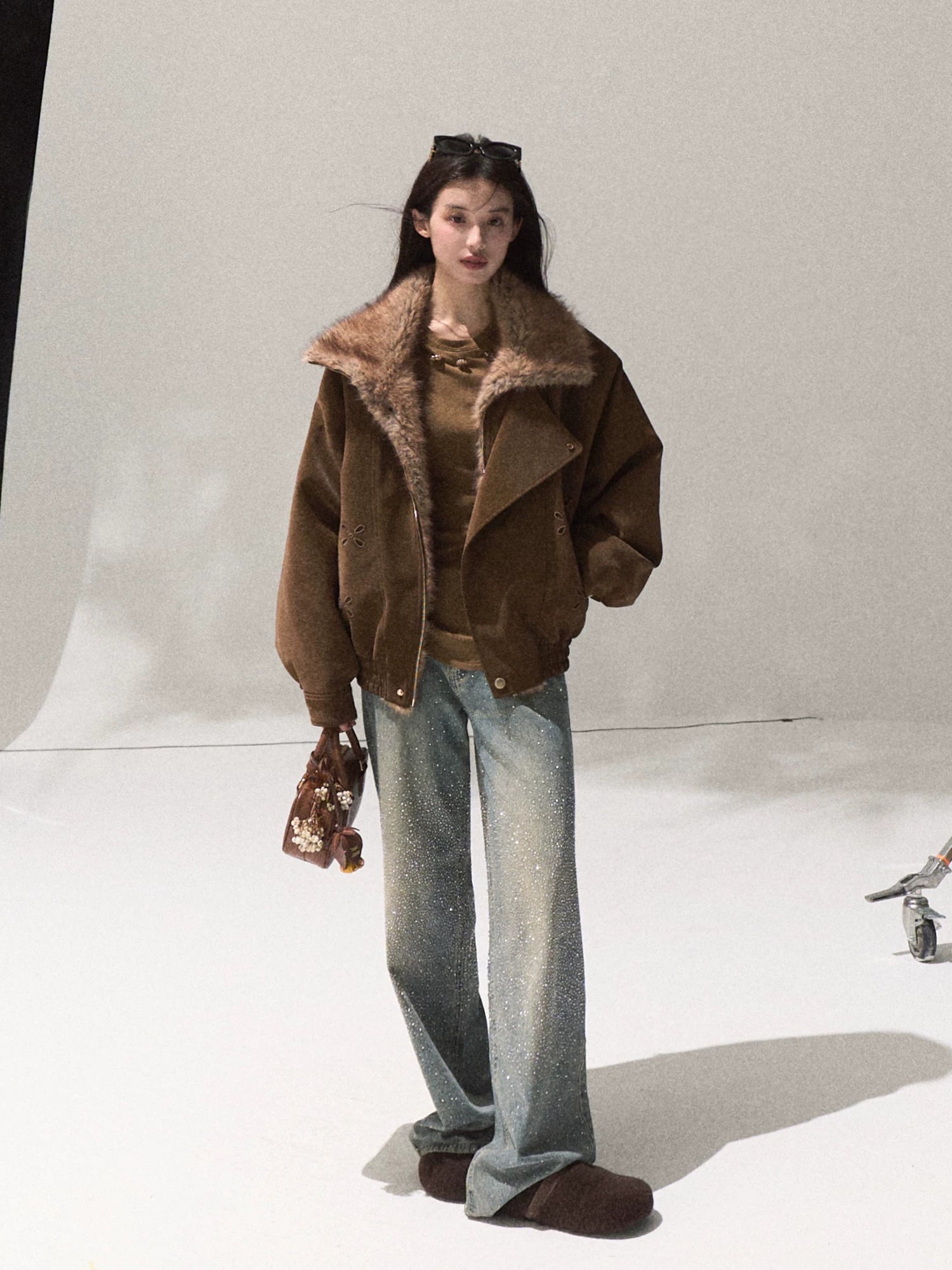 Fur-Collar Padded Short Jacket