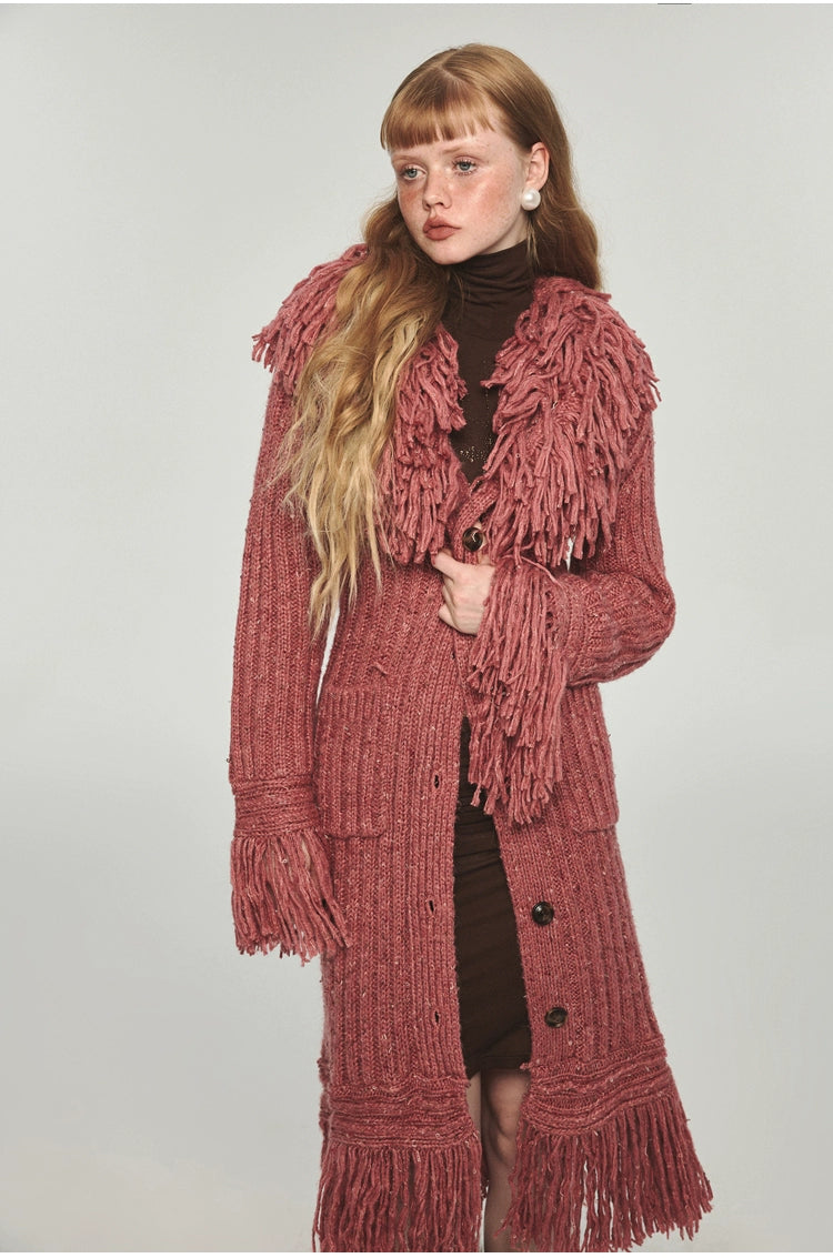 Tassel Knitted Maxi Overcoat - CHINASQUAD