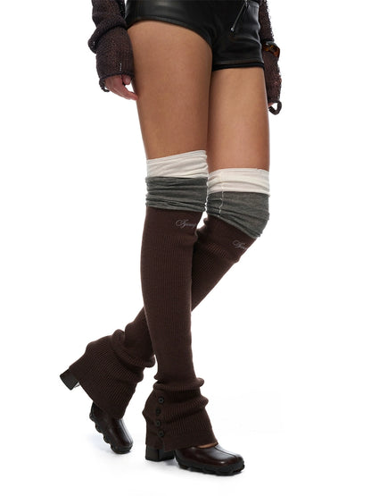 Split-Detail Over-Knee Knit Socks
