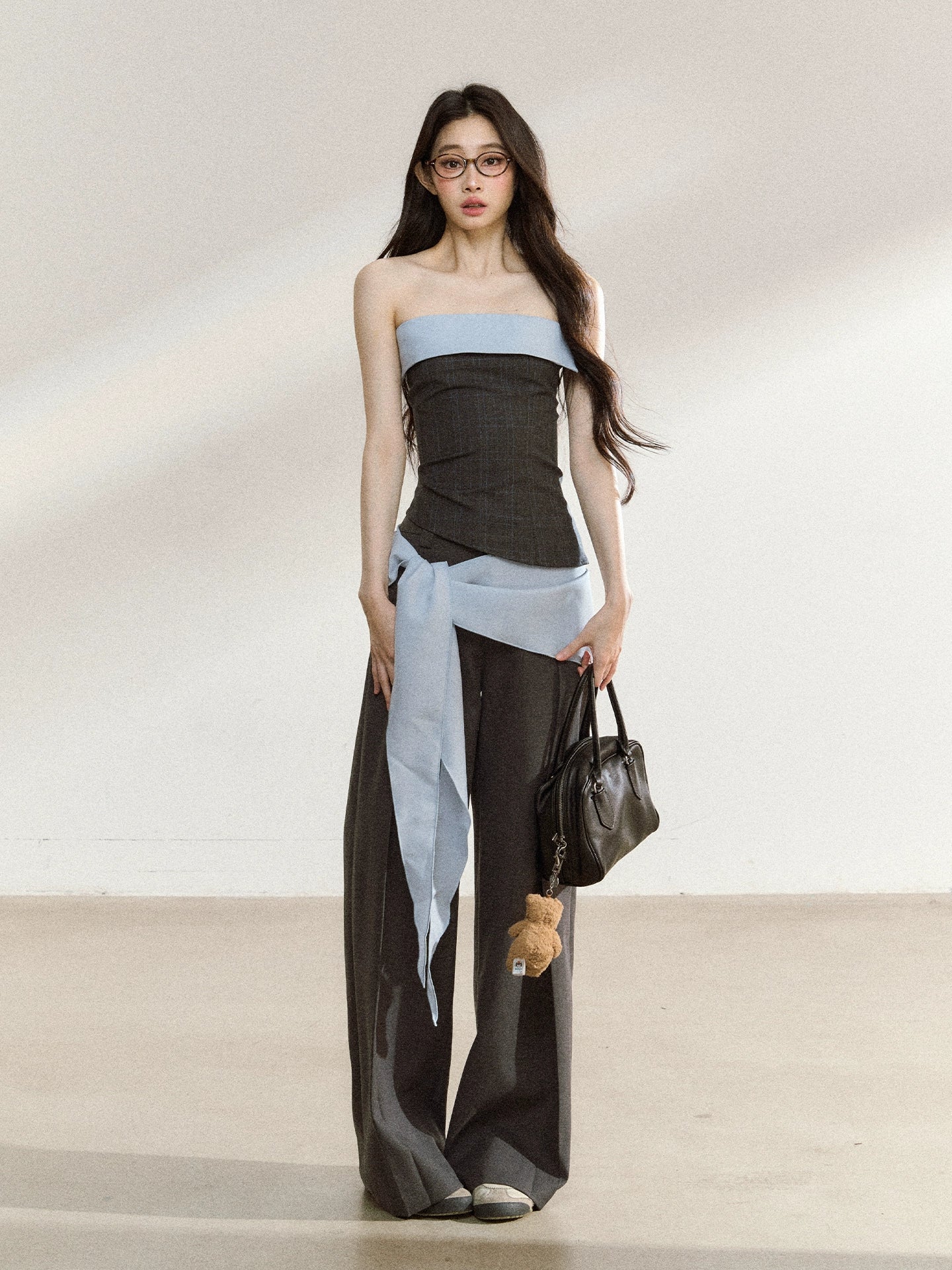 Tailored Draped Straight-Leg Trousers