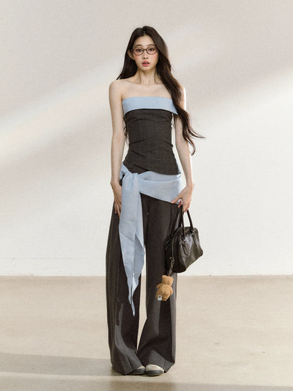 Tailored Draped Straight-Leg Trousers