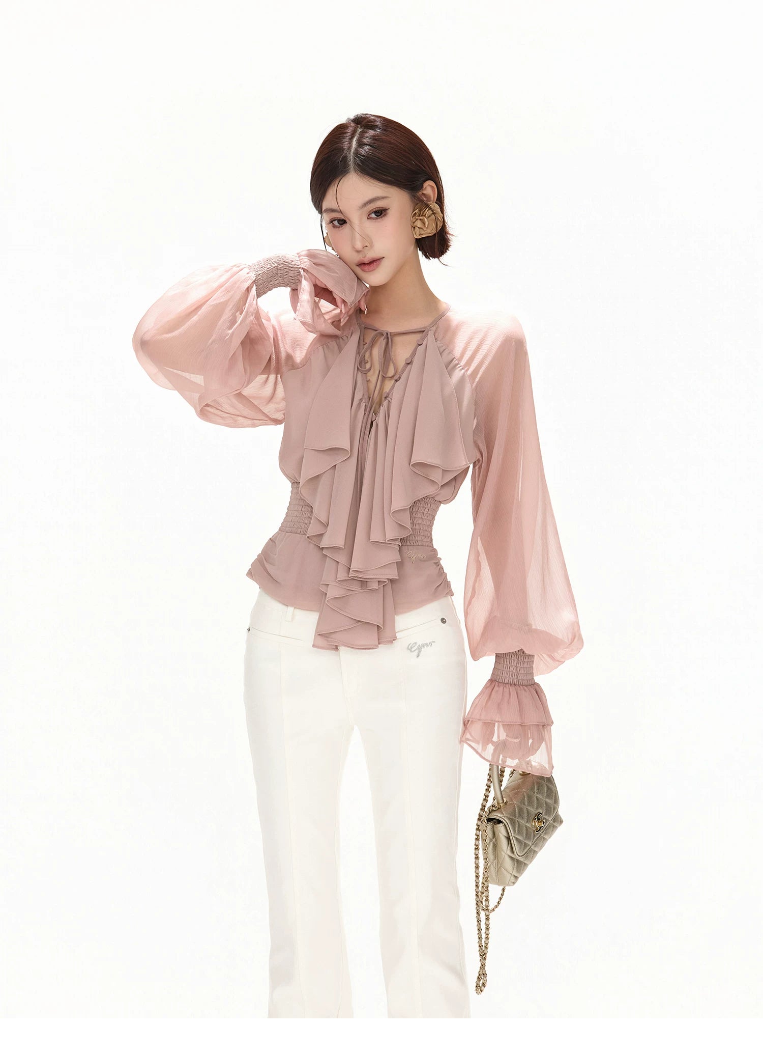 Luminous Nouveau Ruffle Chiffon Blouse