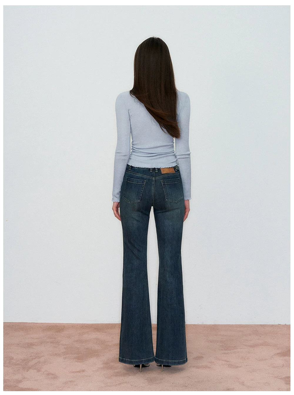 Waist-Cinched Slim-Fit Wool Knit T-Shirt