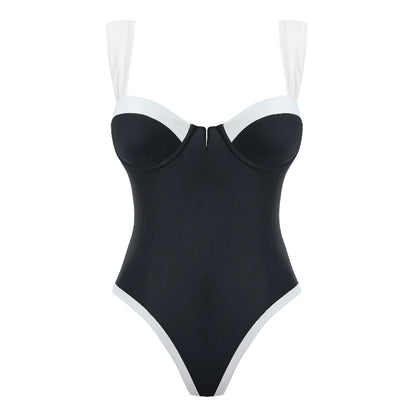 Color-block Square Neck Swimsuit