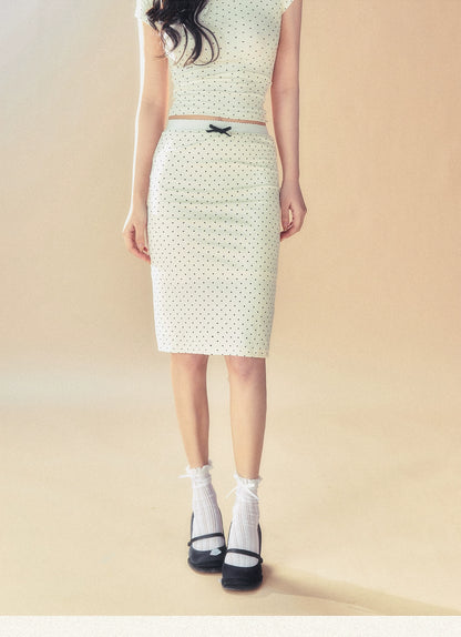 Polka Dot Midi Bodycon Skirt - CHINASQUAD