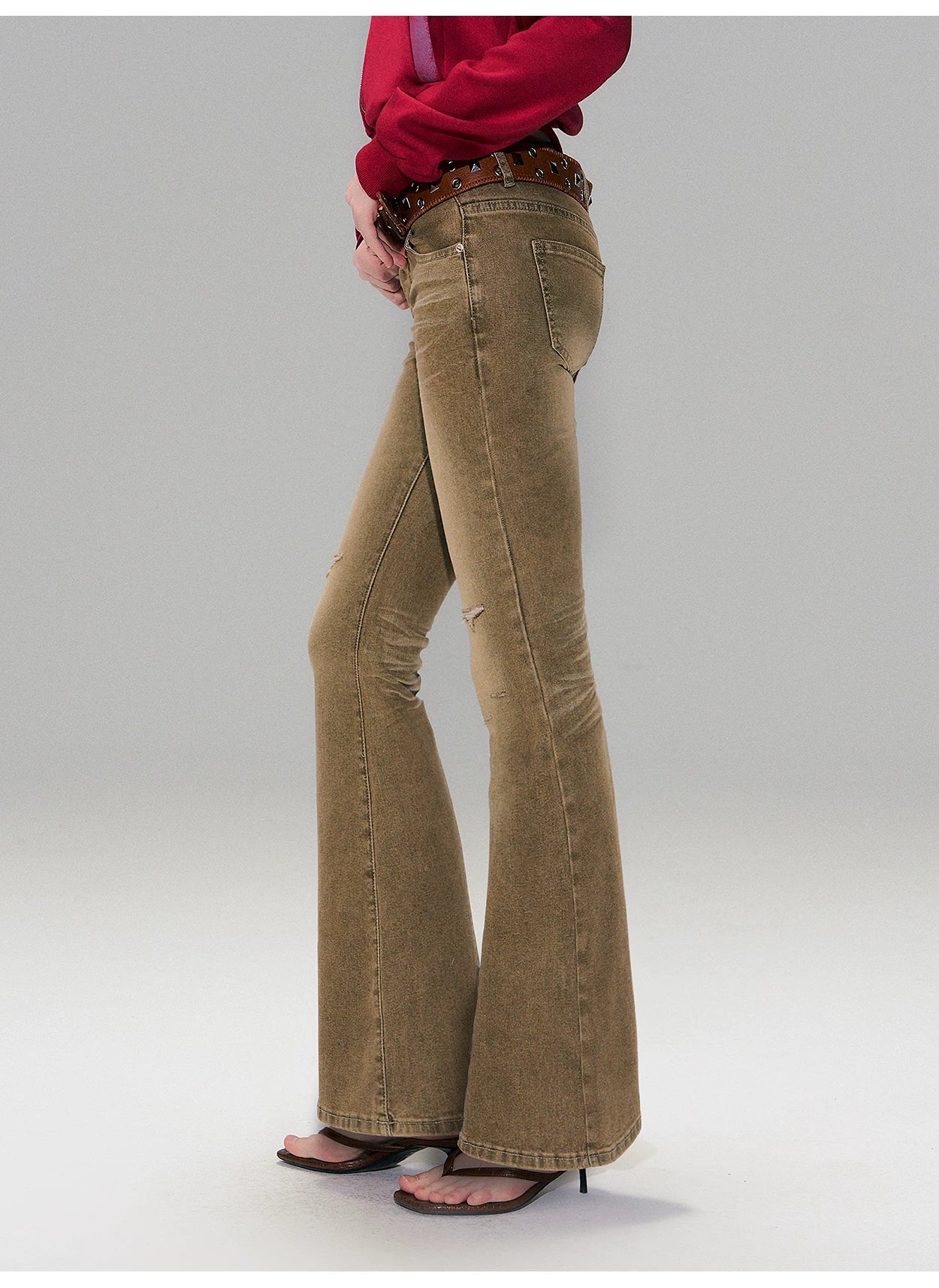 Low-Rise Distressed Washed Denim Jeans