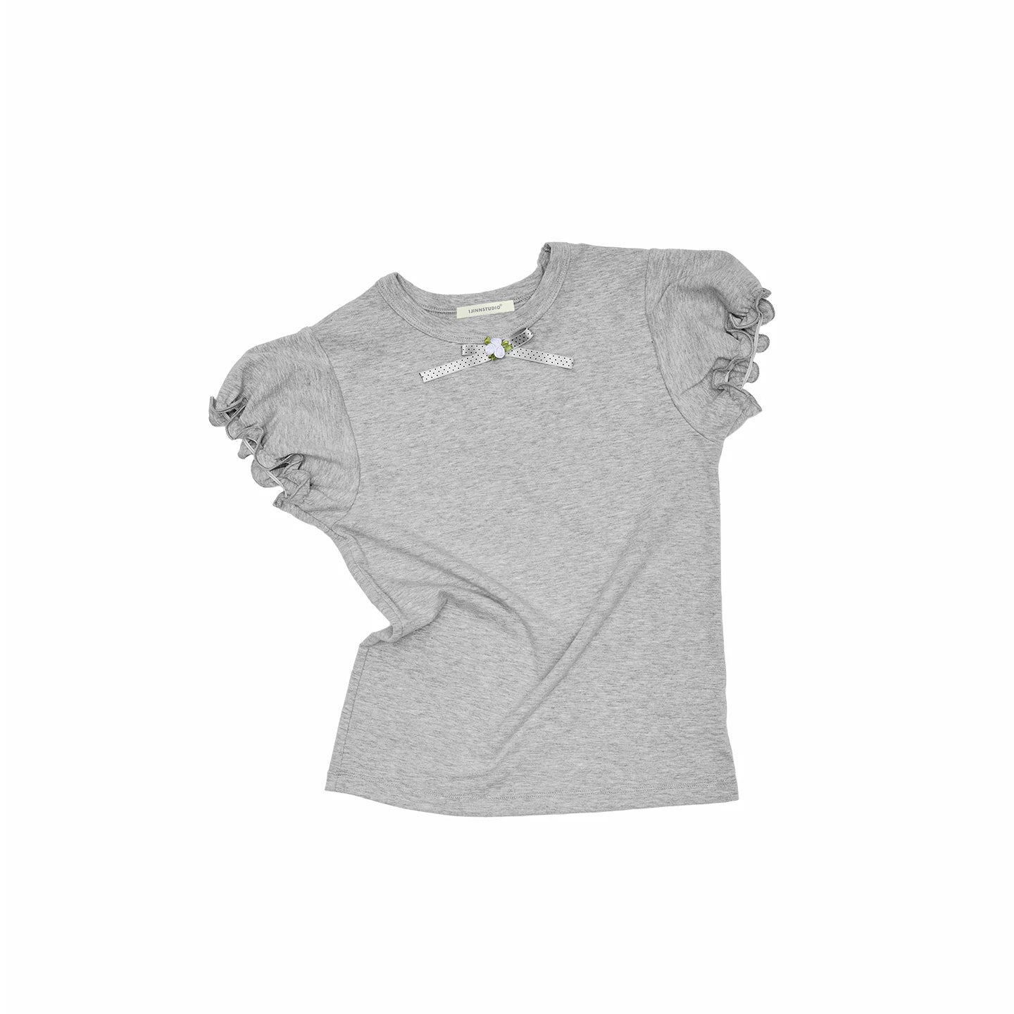Rose Bow Puff Sleeve Fitted Essential T-Shirt