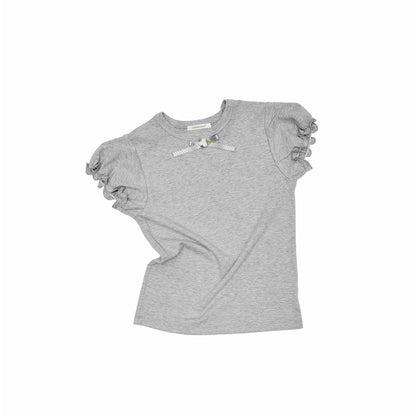 Rose Bow Puff Sleeve Fitted Essential T-Shirt
