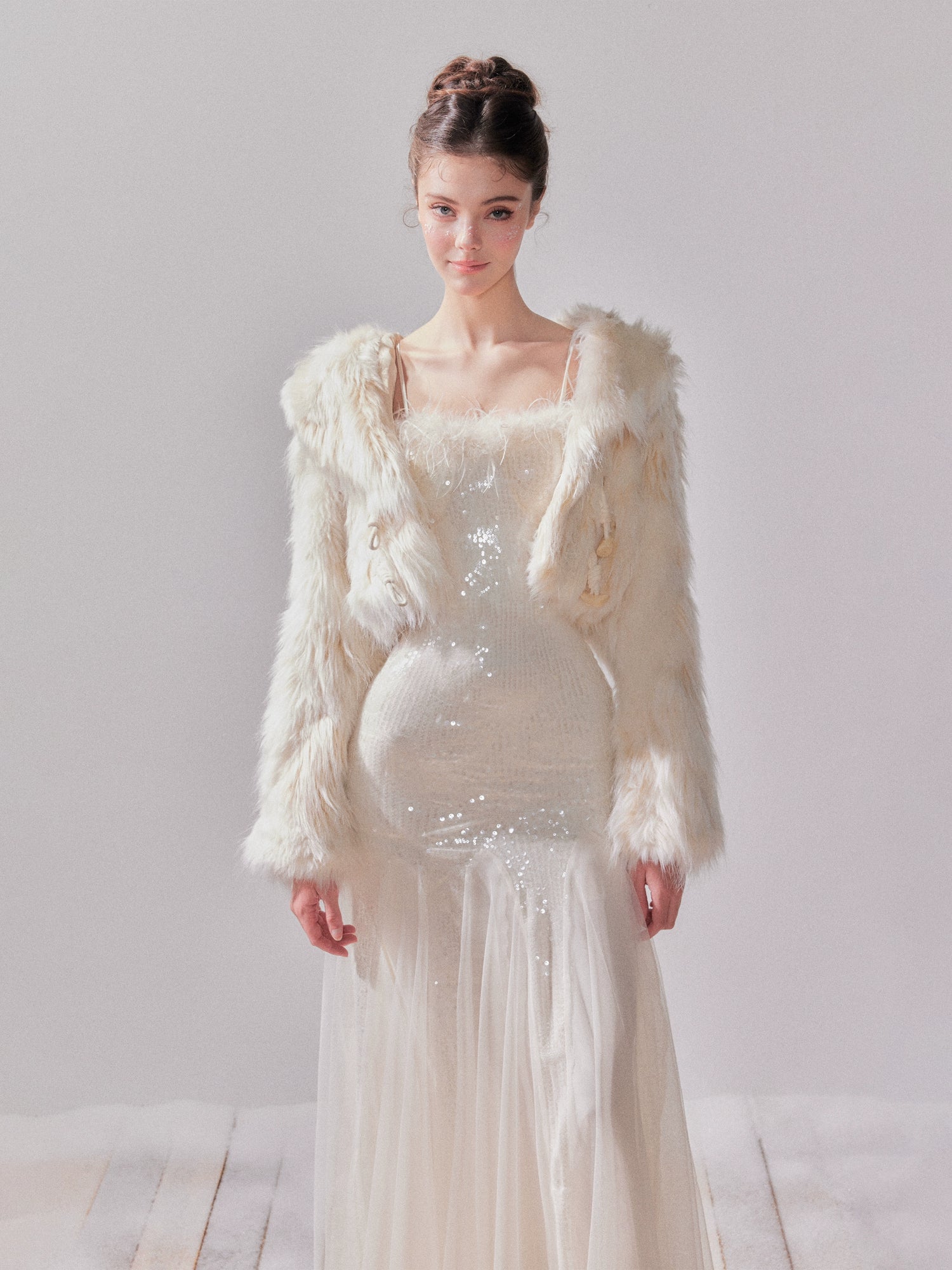 Snowmist Faux Fox Fur Toggle Cropped Jacket