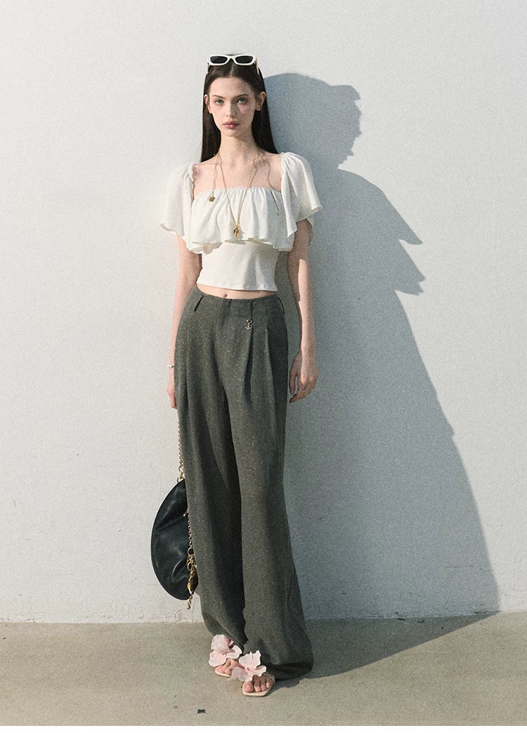 Mint Dream Shimmer Off-Shoulder T-Shirt
