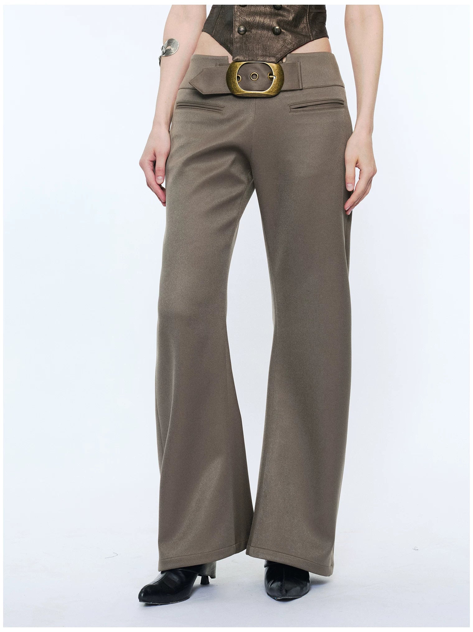 Metal-Waist Punk Tailored Trousers