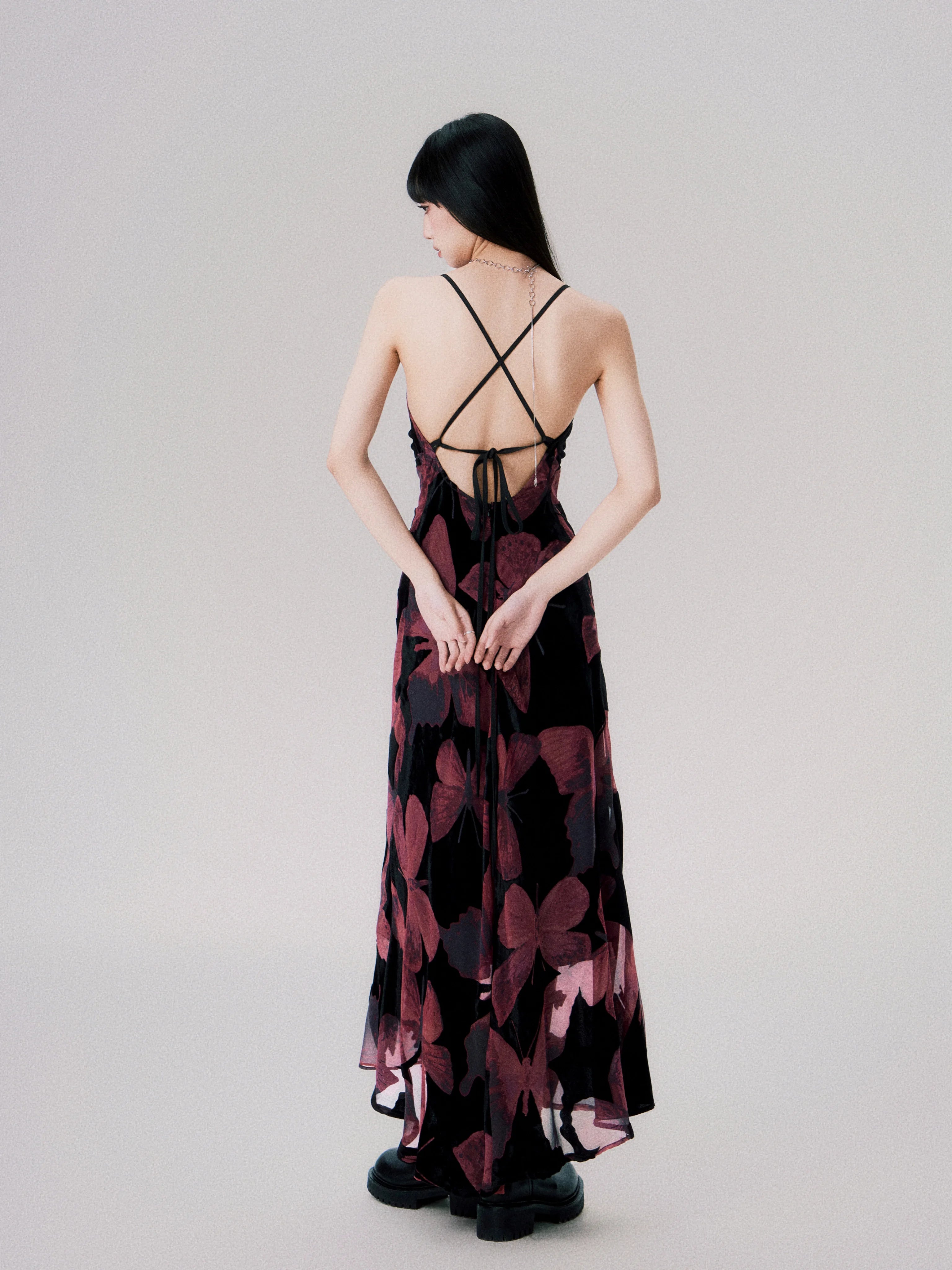 Backless New Chinese Slip Maxi Dress