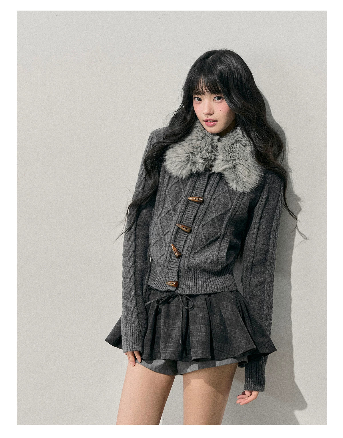 Cable Knit Toggle Cardigan Sweater