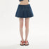 Dark Blue & Light Blue Denim Pleated Skirt - CHINASQUAD